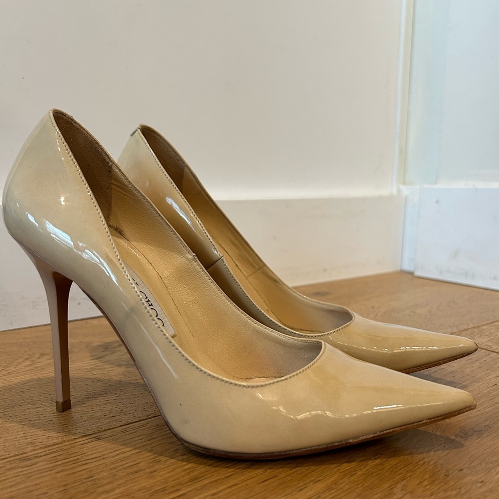 Jimmy Choo Nude Patent Leather Pumps - Size 37